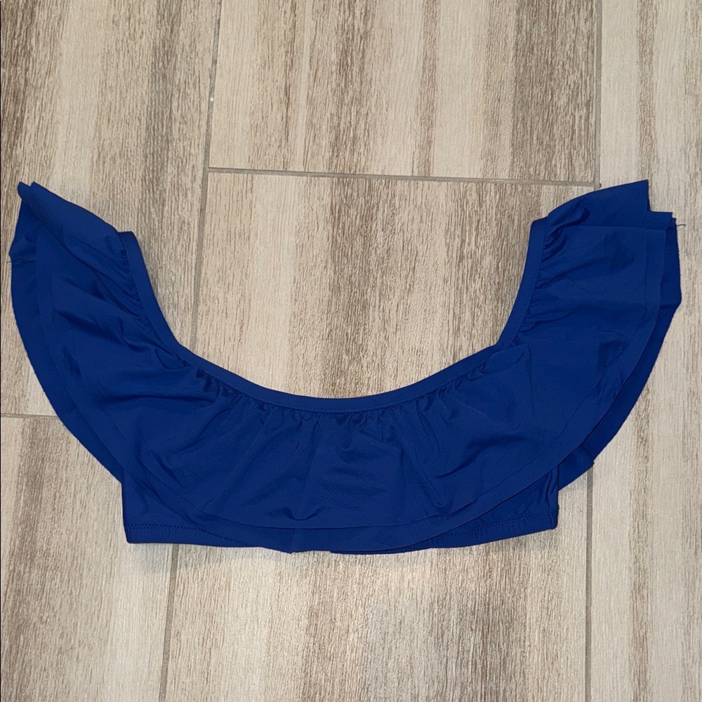 J. Crew Blue Ruffled Bikini Top Small